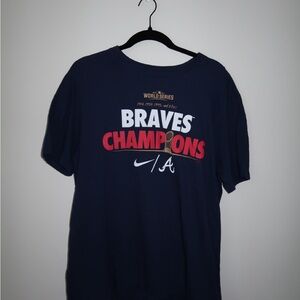 Nike Navy Braves Champions Tee Large